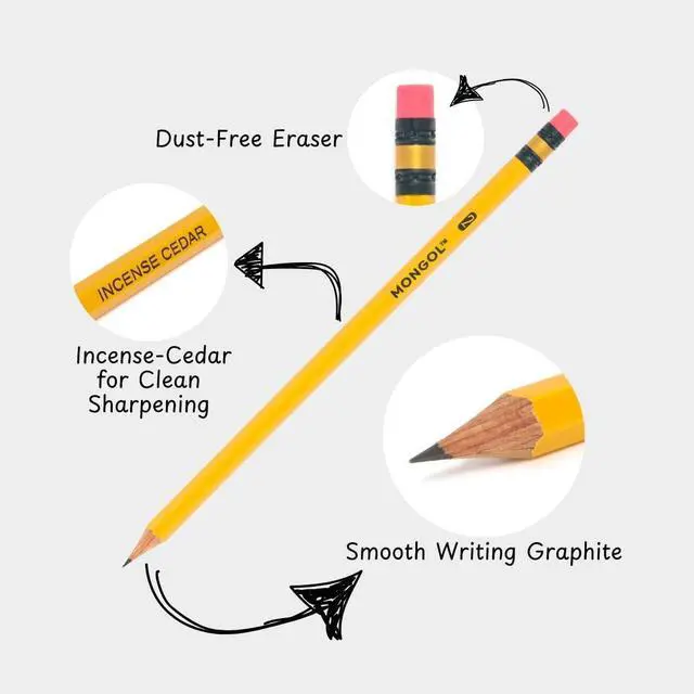 Alt view image 3 of 7 - Classic Incense Cedar #2 Pencil - 12-Pack Pre-sharpened, European Graphite Core, US Grown Cedar, Smudge Free Eraser Nontoxic PMA Certified