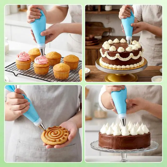Alt view image 6 of 7 - 14Pcs Large Piping Tips Set, Stainless Steel Icing Nozzles Kit with Reusable Pastry Bag Cake Decorating Tip Set for DIY Pastry Dough, Cookie, Cupcake, Cakes and Baking