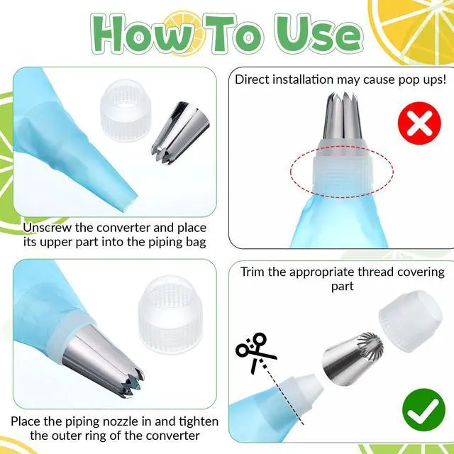 Alt view image 4 of 7 - 14Pcs Large Piping Tips Set, Stainless Steel Icing Nozzles Kit with Reusable Pastry Bag Cake Decorating Tip Set for DIY Pastry Dough, Cookie, Cupcake, Cakes and Baking
