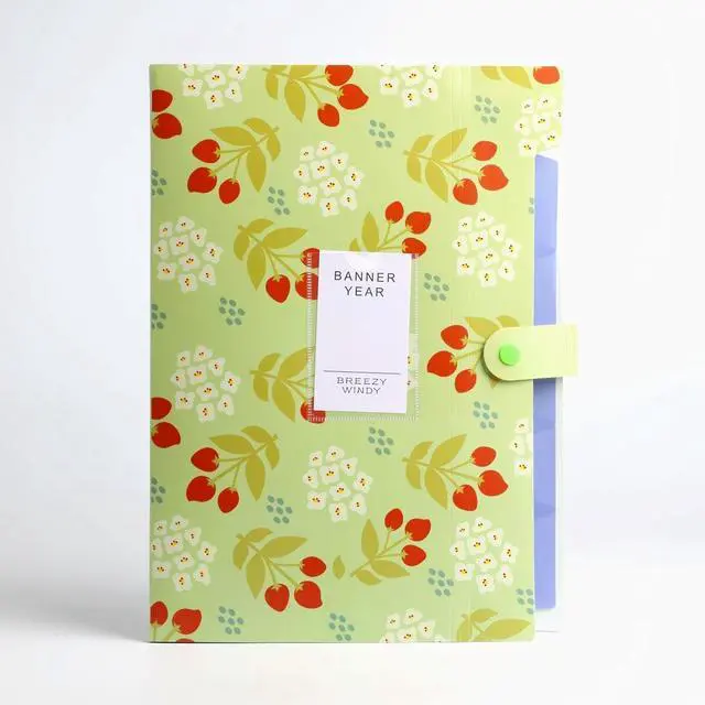 Main image of Folder Organizer Expanding File Folder Patternted - Accordion Document Organizer with 6 Pockets and Labels, Waterproof A4/Letter Size for School Office Home (Green Floral)