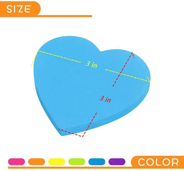 Alt view image 4 of 7 - Heart Shape Sticky Notes 6 Color Bright Colorful Sticky Pad 75 Sheets/Pad Self-Sticky Note Pads