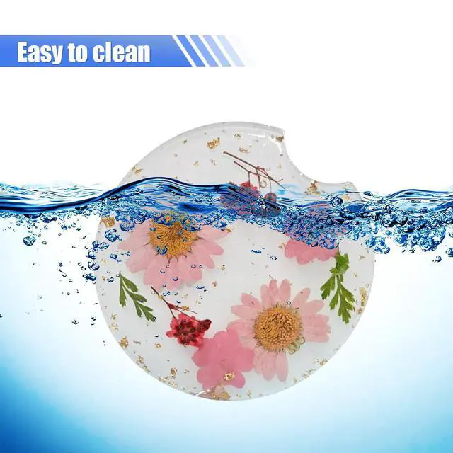 Alt view image 6 of 6 - 2PCS Flower Car Cup Holder Coasters, 2.36 Inch Resin Non-Slip Auto Interior Cupholder Insert Decoration, Cute Natural Floral Drink Coasters Accessories for Women & Men (Pink)