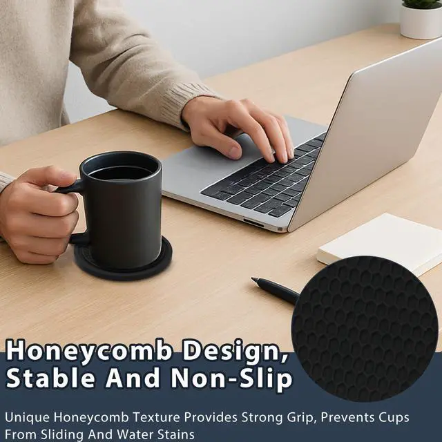 Alt view image 2 of 7 - Car Cup Coaster 6PCS Universal Silicone Non-Slip Drink Holder Inserts for Car Interior Decorative Anti-Spill Coaster Set for Auto, Home, Office Use