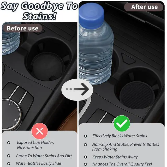 Alt view image 4 of 7 - Car Cup Coaster 6PCS Universal Silicone Non-Slip Drink Holder Inserts for Car Interior Decorative Anti-Spill Coaster Set for Auto, Home, Office Use