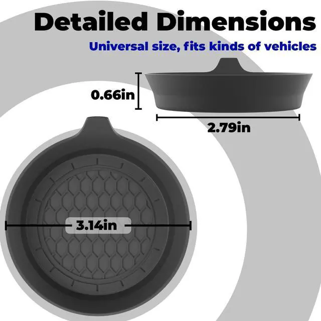 Alt view image 3 of 7 - 2 PCS Car Cup Coasters, Universal Cup Holder Coaster for Car, Car Accessories Interior for Women and Man, Bling CupHolders Insert for Women Non-Slip Silicone Car Cup Holder Coasters