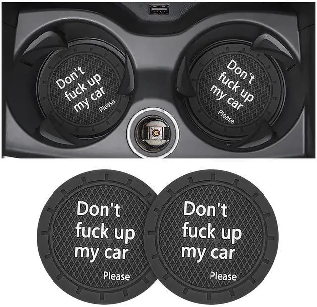 Main image of Cup Holder Coasters, 2.75 Inch Non-Slip PVC Insert Coaster, Anti-Scratch Auto Cup Mats for Women Men, Vehicle Interior Accessories Universal for Car, SUV, Truck (D Black/2PCS), 2 Pack