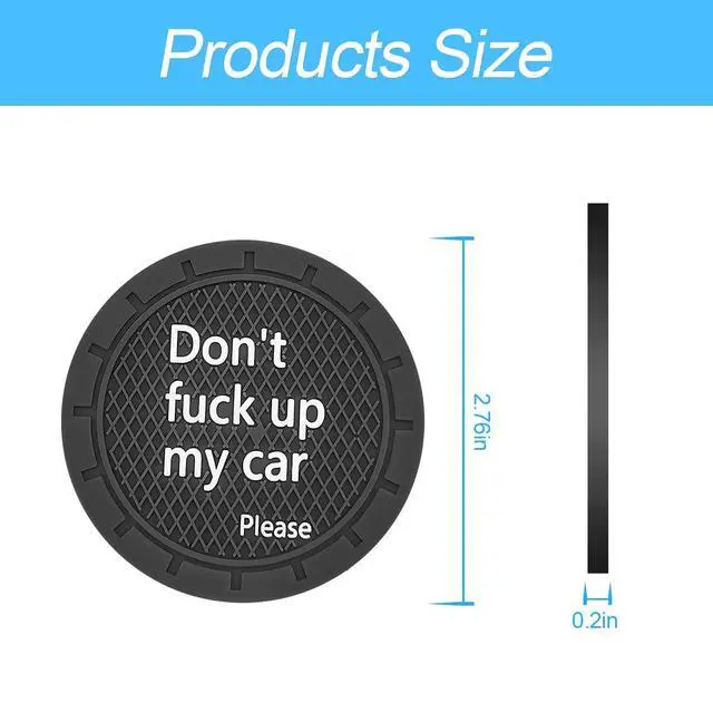 Alt view image 2 of 7 - Cup Holder Coasters, 2.75 Inch Non-Slip PVC Insert Coaster, Anti-Scratch Auto Cup Mats for Women Men, Vehicle Interior Accessories Universal for Car, SUV, Truck (D Black/2PCS), 2 Pack