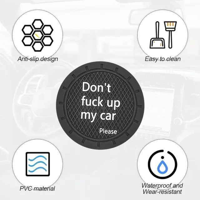 Alt view image 3 of 7 - Cup Holder Coasters, 2.75 Inch Non-Slip PVC Insert Coaster, Anti-Scratch Auto Cup Mats for Women Men, Vehicle Interior Accessories Universal for Car, SUV, Truck (D Black/2PCS), 2 Pack