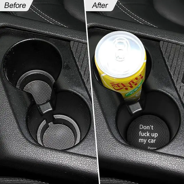 Alt view image 4 of 7 - Cup Holder Coasters, 2.75 Inch Non-Slip PVC Insert Coaster, Anti-Scratch Auto Cup Mats for Women Men, Vehicle Interior Accessories Universal for Car, SUV, Truck (D Black/2PCS), 2 Pack