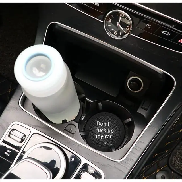 Alt view image 7 of 7 - Cup Holder Coasters, 2.75 Inch Non-Slip PVC Insert Coaster, Anti-Scratch Auto Cup Mats for Women Men, Vehicle Interior Accessories Universal for Car, SUV, Truck (D Black/2PCS), 2 Pack