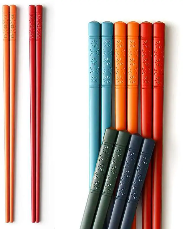 Main image of Chopsticks, 5 Pairs Fiberglass Chopsticks - Reusable Multicolor,Dishwasher Safe, Non-Slip,Japanese style-9.5 Inch