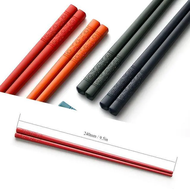 Alt view image 3 of 7 - Chopsticks, 5 Pairs Fiberglass Chopsticks - Reusable Multicolor,Dishwasher Safe, Non-Slip,Japanese style-9.5 Inch