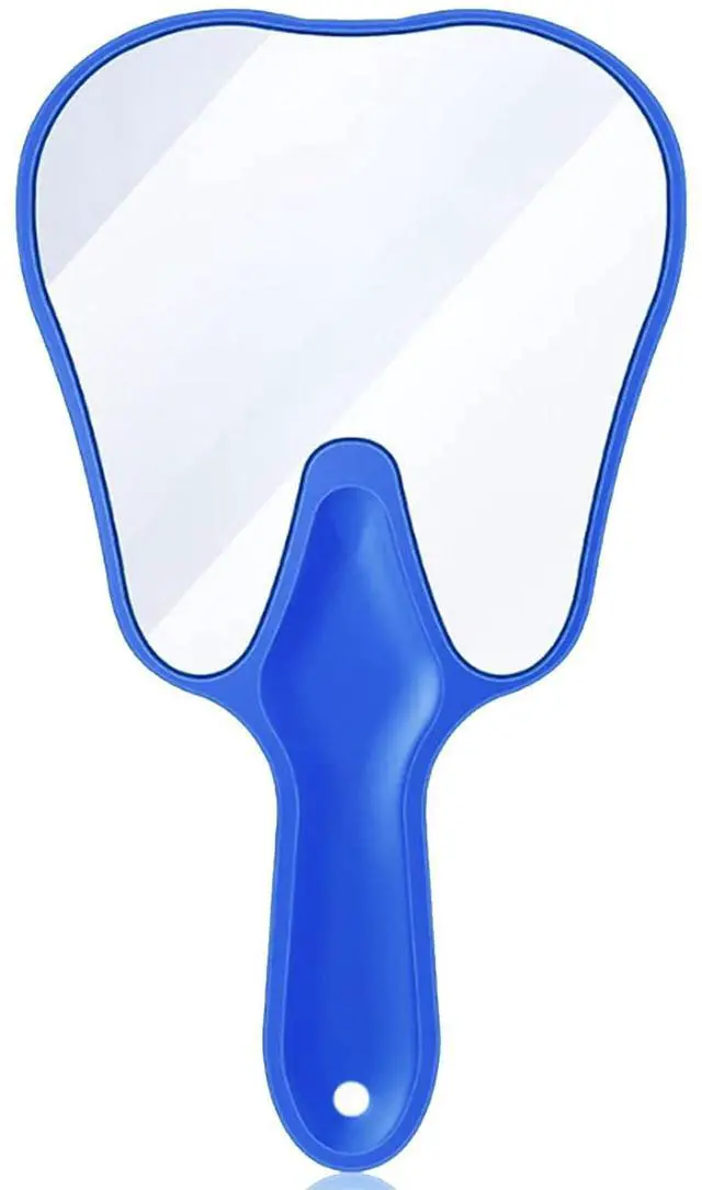 Main image of Tooth Shaped Mirror - Handheld Dental Mirror with Handle, Lightweight and Smooth, Blue