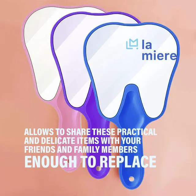 Alt view image 3 of 4 - Tooth Shaped Mirror - Handheld Dental Mirror with Handle, Lightweight and Smooth, Blue