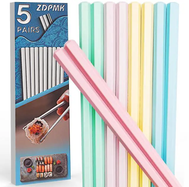Main image of Fiberglass Chopsticks, 5 Pairs Reusable Chopsticks Dishwasher Safe, Japanese Chinese korean Chop sticks Set, Plastic Chop sticks Reusable for Beginners Adults, 9.5 inch Non-Slip Chop sticks
