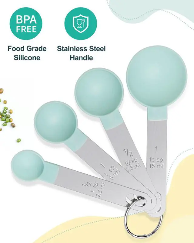 Alt view image 4 of 7 - Measuring Cups and Spoons Set of 8 Pieces, nesting measuring cups for Measuring Dry or Liquid Ingredients, Stainless Steel Handle, Kitchen Gadgets for Cooking & Baking
