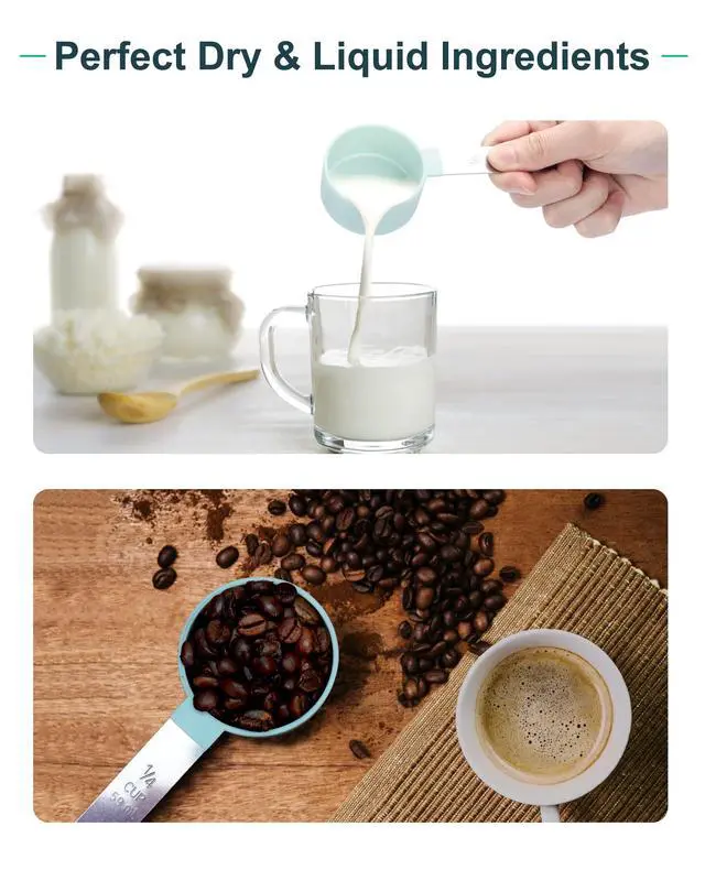 Alt view image 6 of 7 - Measuring Cups and Spoons Set of 8 Pieces, nesting measuring cups for Measuring Dry or Liquid Ingredients, Stainless Steel Handle, Kitchen Gadgets for Cooking & Baking