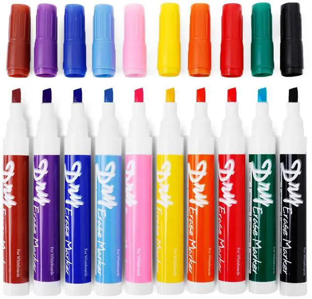 Main image of Dry Erase Markers Low Odor Chisel Tip Whiteboard Markers Pack of 10,10 Colors