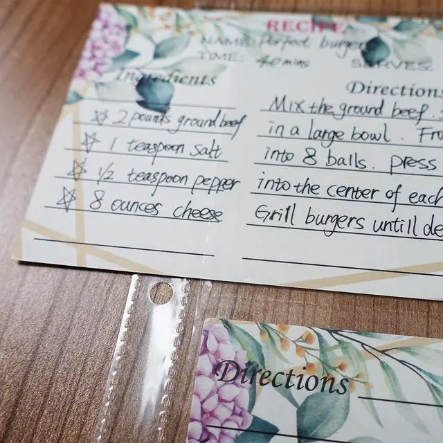 Alt view image 3 of 7 - Recipe Card Page Protectors, Mini Recipe Card Sleeves for 8.5 x 9.5 3-Ring Binder, 2 Pockets Per Page, Recipe Binder Refill Pages (50 PCS, 4x6 Inch Pockets)