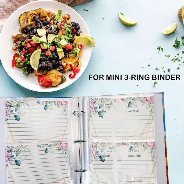 Alt view image 5 of 7 - Recipe Card Page Protectors, Mini Recipe Card Sleeves for 8.5 x 9.5 3-Ring Binder, 2 Pockets Per Page, Recipe Binder Refill Pages (50 PCS, 4x6 Inch Pockets)