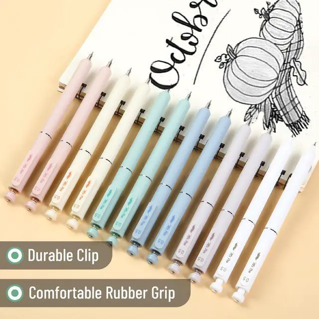 Alt view image 4 of 7 - Retractable Gel Pens, 12 Pack, Black Ink, Soft Pastel Barrel