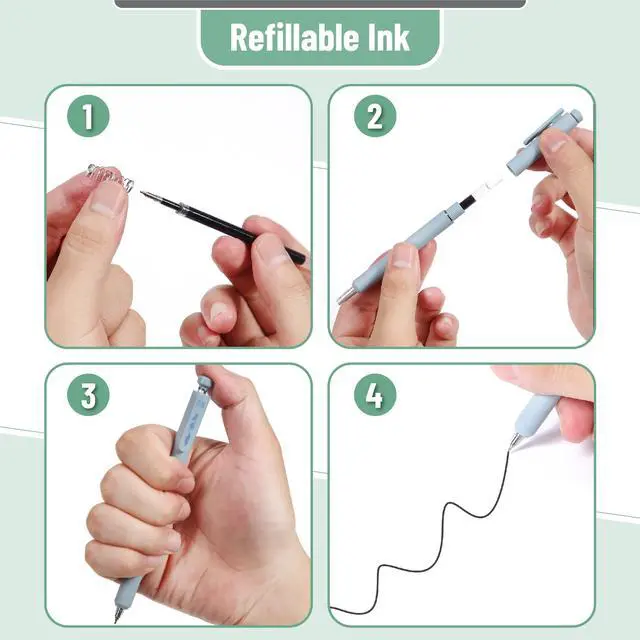 Alt view image 5 of 7 - Retractable Gel Pens, 12 Pack, Black Ink, Soft Pastel Barrel
