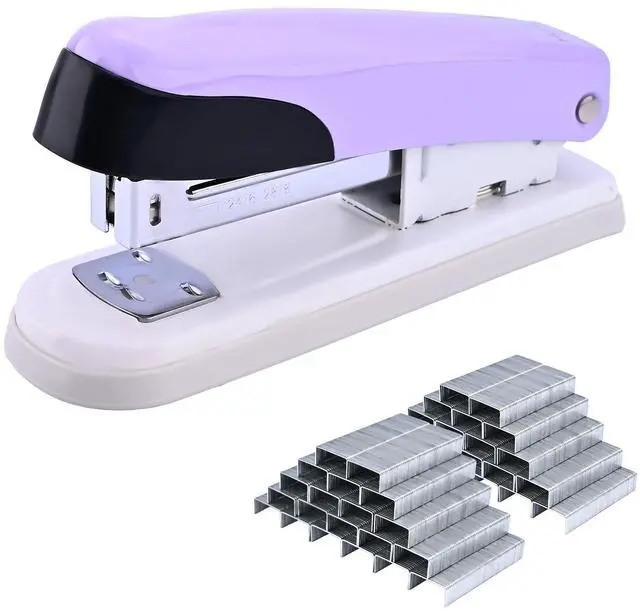Main image of Stapler, Desktop Metal Staplers with 2000 Standard Staples, 25 Sheet Capacity, One Finger Stapling, Jam Free, No Effort Staplers For Classroom, Office or Desk (Purple)