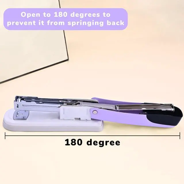 Alt view image 3 of 7 - Stapler, Desktop Metal Staplers with 2000 Standard Staples, 25 Sheet Capacity, One Finger Stapling, Jam Free, No Effort Staplers For Classroom, Office or Desk (Purple)