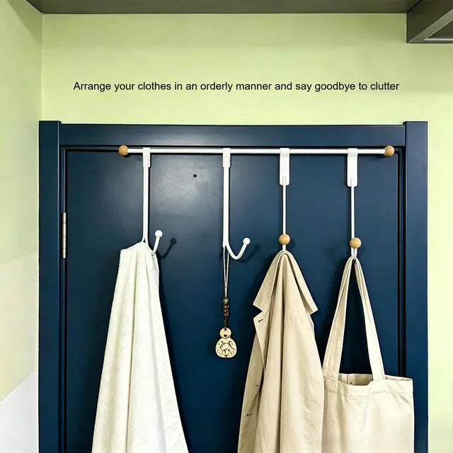 Alt view image 5 of 7 - 2 Pack White Over The Door Hooks Single Metal Door Hanger Organizer, Coat Rack Over Door Hook Fits Doors Up to 1.6 Inch Thick, No Drill Door Hooks for Towels Bags Bathroom Kitchen RV