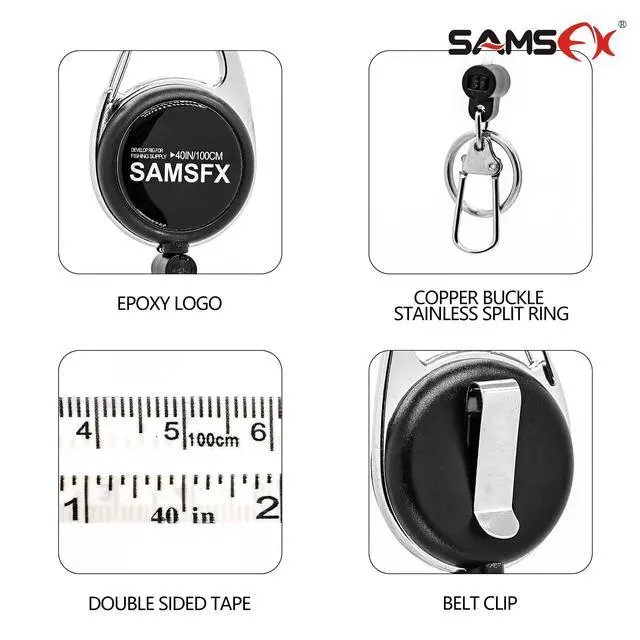 Alt view image 4 of 7 - Tape Measure Retractor Fly Fishing Zinger Retractors Carabiner Style Clip on Back Tether Tools Badge Holder (1PC in Pack)
