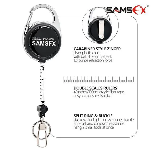 Alt view image 5 of 7 - Tape Measure Retractor Fly Fishing Zinger Retractors Carabiner Style Clip on Back Tether Tools Badge Holder (1PC in Pack)