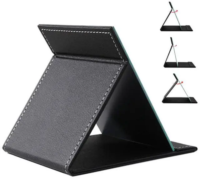 Alt view image 3 of 6 - PU Leather Portable Folding Makeup Mirror with Standing(M, Black)