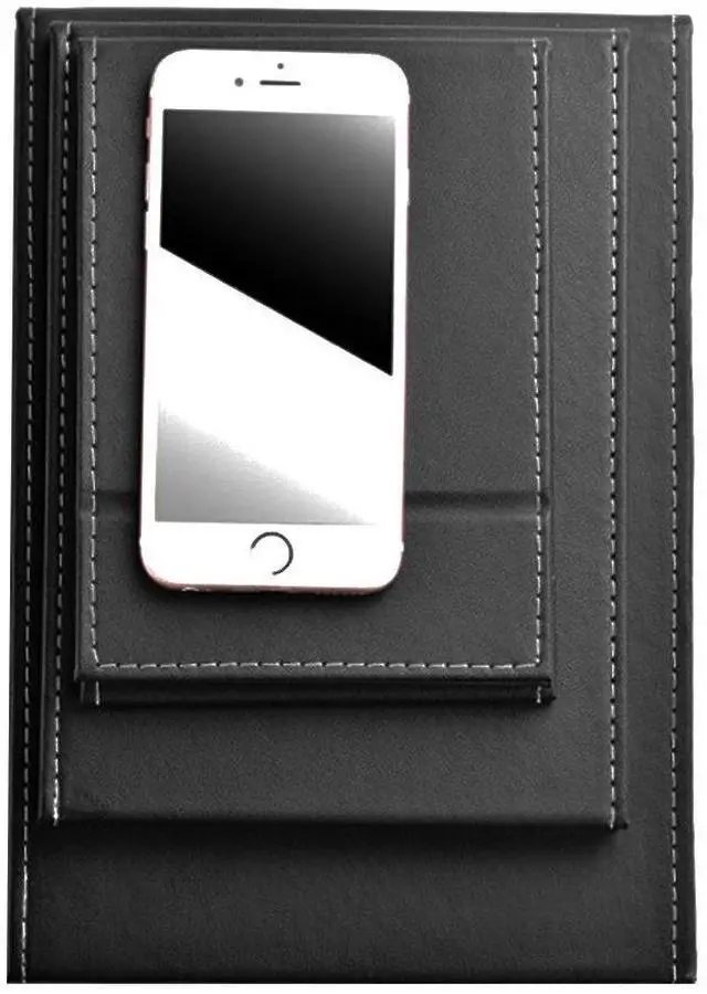 Alt view image 4 of 6 - PU Leather Portable Folding Makeup Mirror with Standing(M, Black)