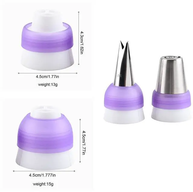 Alt view image 2 of 7 - 2 Pack Piping Bag Couplers Adapter Swirl Twist 3 Color Decorating Kit Tool for Icing Frosting Tips Russian Flower Mouth Nozzles Disposable Reusable Pastry Bags Cake Cupcake