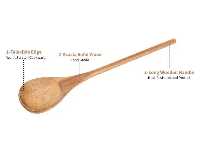 Alt view image 5 of 6 - Wooden Spoonsfor Cooking2PCS, Acacia Wood Spoon 12.6" Wooden Utensils for Mixing, Mixing Spoons Cooking Spoon for Stirring Long Wooden Spoon Kitchen Serving Nonstick Utensil Smooth Finish