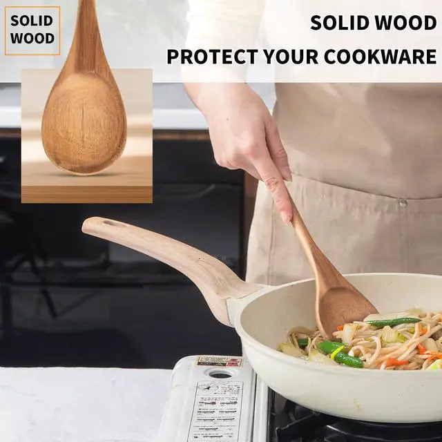 Alt view image 4 of 6 - Wooden Spoonsfor Cooking2PCS, Acacia Wood Spoon 12.6" Wooden Utensils for Mixing, Mixing Spoons Cooking Spoon for Stirring Long Wooden Spoon Kitchen Serving Nonstick Utensil Smooth Finish