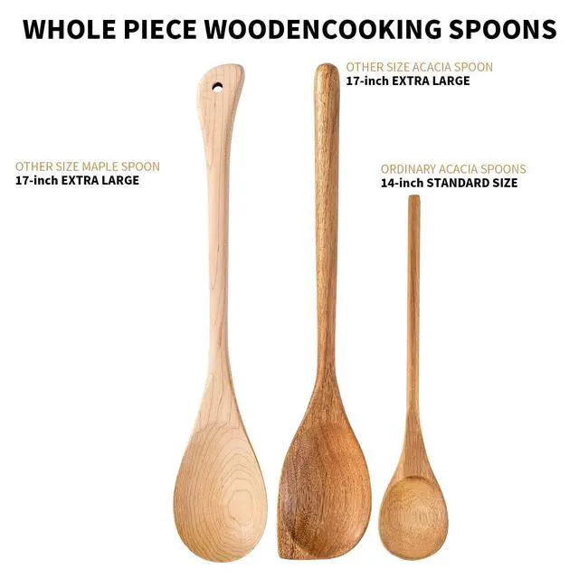 Alt view image 6 of 6 - Wooden Spoonsfor Cooking2PCS, Acacia Wood Spoon 12.6" Wooden Utensils for Mixing, Mixing Spoons Cooking Spoon for Stirring Long Wooden Spoon Kitchen Serving Nonstick Utensil Smooth Finish