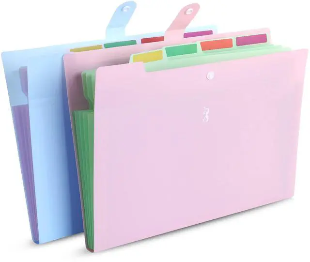 Main image of Expanding File Folder, 2 Pack, 5 Pocket, Accordion Folder with Labels, A4/Letter Size, Waterproof and Tearproof