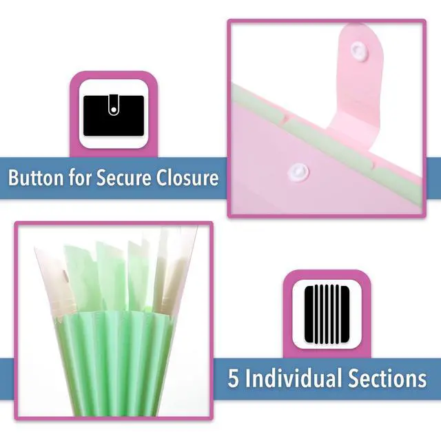 Alt view image 4 of 7 - Expanding File Folder, 2 Pack, 5 Pocket, Accordion Folder with Labels, A4/Letter Size, Waterproof and Tearproof