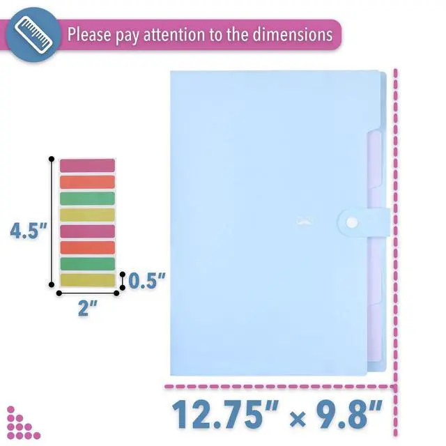 Alt view image 3 of 7 - Expanding File Folder, 2 Pack, 5 Pocket, Accordion Folder with Labels, A4/Letter Size, Waterproof and Tearproof