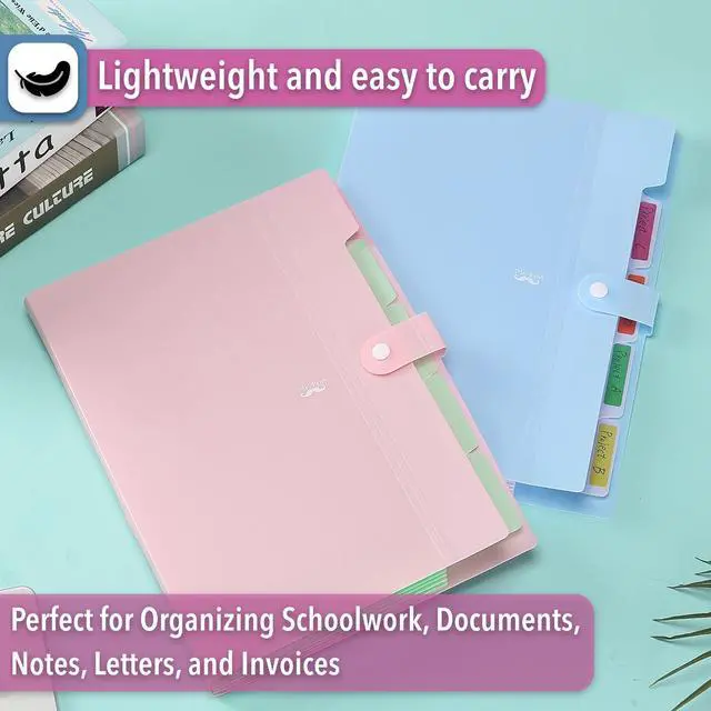Alt view image 7 of 7 - Expanding File Folder, 2 Pack, 5 Pocket, Accordion Folder with Labels, A4/Letter Size, Waterproof and Tearproof