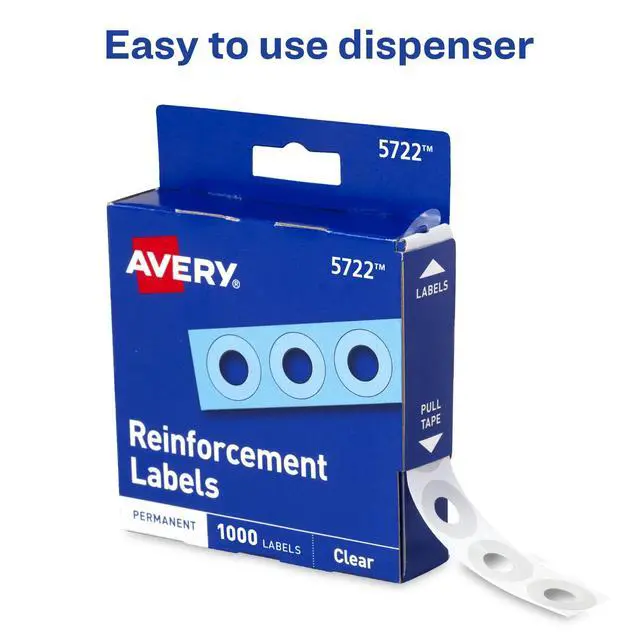 Alt view image 5 of 7 - Self-Adhesive Hole Reinforcement Stickers, 1/4" Diameter Hole Punch Reinforcement Labels, Clear, Non-Printable, 1,000 Labels Total (5722)