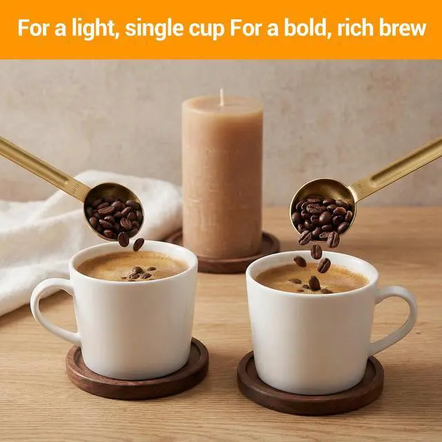 Alt view image 5 of 7 - 2Pcs Double Sided Tablespoon Measuring Spoons, Measuring Spoon Stainless Steel Coffee Scoop Long-Handle 1 Tsp (5ml) & 1 Tbsp (15ml) Dual Measure for Coffee Milk Cooking Baking, Gold & Silver