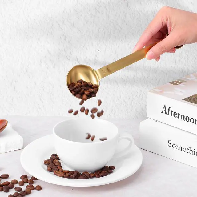 Alt view image 6 of 7 - 2Pcs Double Sided Tablespoon Measuring Spoons, Measuring Spoon Stainless Steel Coffee Scoop Long-Handle 1 Tsp (5ml) & 1 Tbsp (15ml) Dual Measure for Coffee Milk Cooking Baking, Gold & Silver