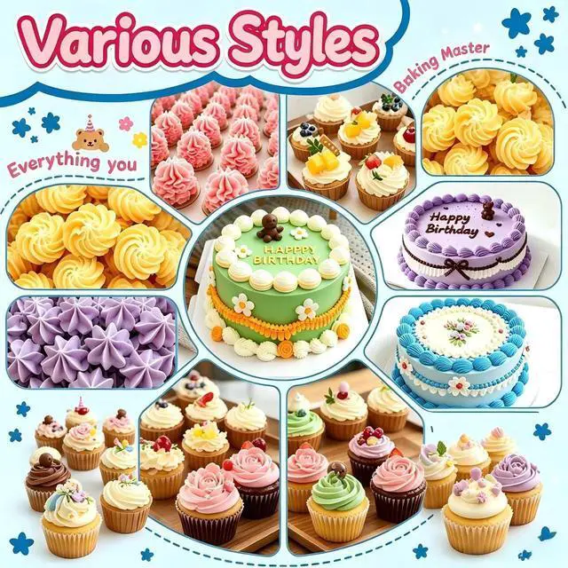 Alt view image 2 of 7 - 17 Pcs Reusable Piping Bags and Tips Set, Professional Cake Decorating Supplies with Standard Couplers and Silicone Rings, Frosting Baking Tools for Cupcake and Cookie Icing Decoration