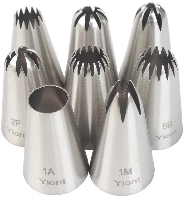 Main image of 8Pcs Flower Piping Tips Set Stainless Steel Baking Tools Cookies, Cupcakes Rose & Wedding Cake Decorating Icing & Frosting Pastry Nozzles Yiont