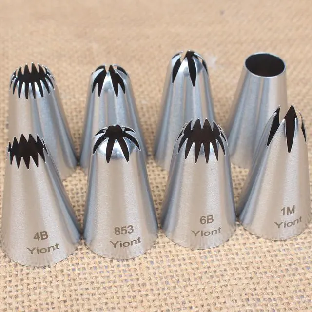 Alt view image 7 of 7 - 8Pcs Flower Piping Tips Set Stainless Steel Baking Tools Cookies, Cupcakes Rose & Wedding Cake Decorating Icing & Frosting Pastry Nozzles Yiont