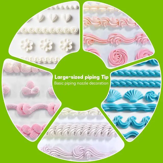 Alt view image 6 of 7 - 9PCS Large Piping Tips Set, Stainless Steel Cake Decorating Tips, Pastry Cake Decorating Tips Baking Tools for Baking Cupcakes, Cake Decorating