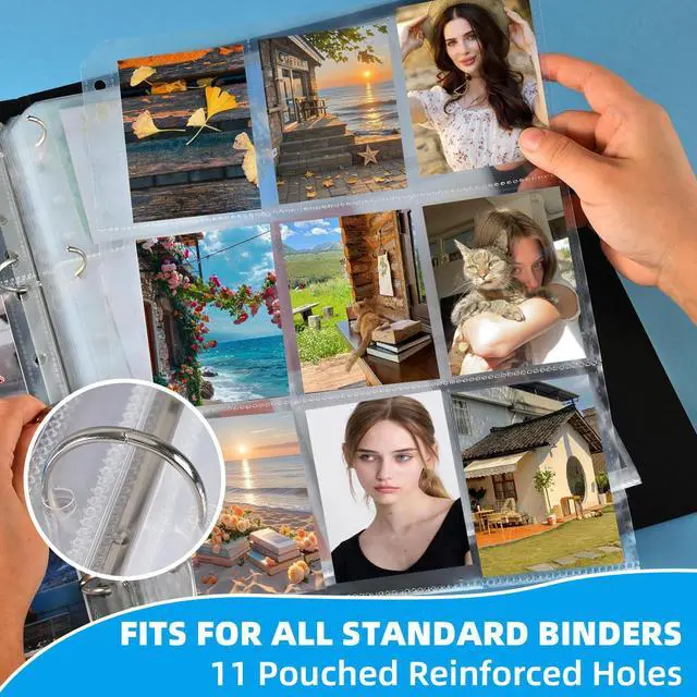 Alt view image 2 of 7 - 40 Pack 9 Pocket Card Sleeves Binder SheetsHolds 720 Cards, Clear Trading Card Sleeve Pages Protector for 3 Ring Binder, Fit for Baseball,Football,Game,Business Cards