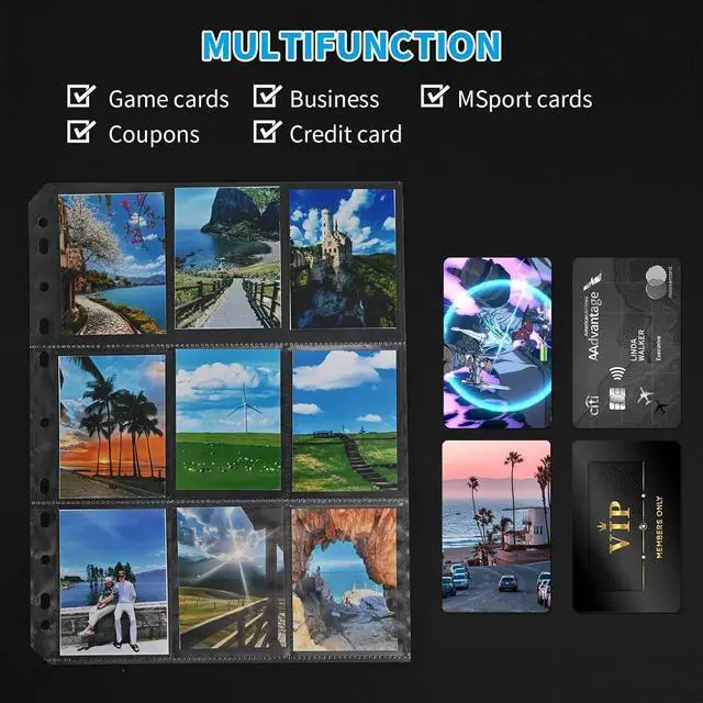 Alt view image 3 of 7 - 40 Pack 9 Pocket Card Sleeves Binder SheetsHolds 720 Cards, Clear Trading Card Sleeve Pages Protector for 3 Ring Binder, Fit for Baseball,Football,Game,Business Cards